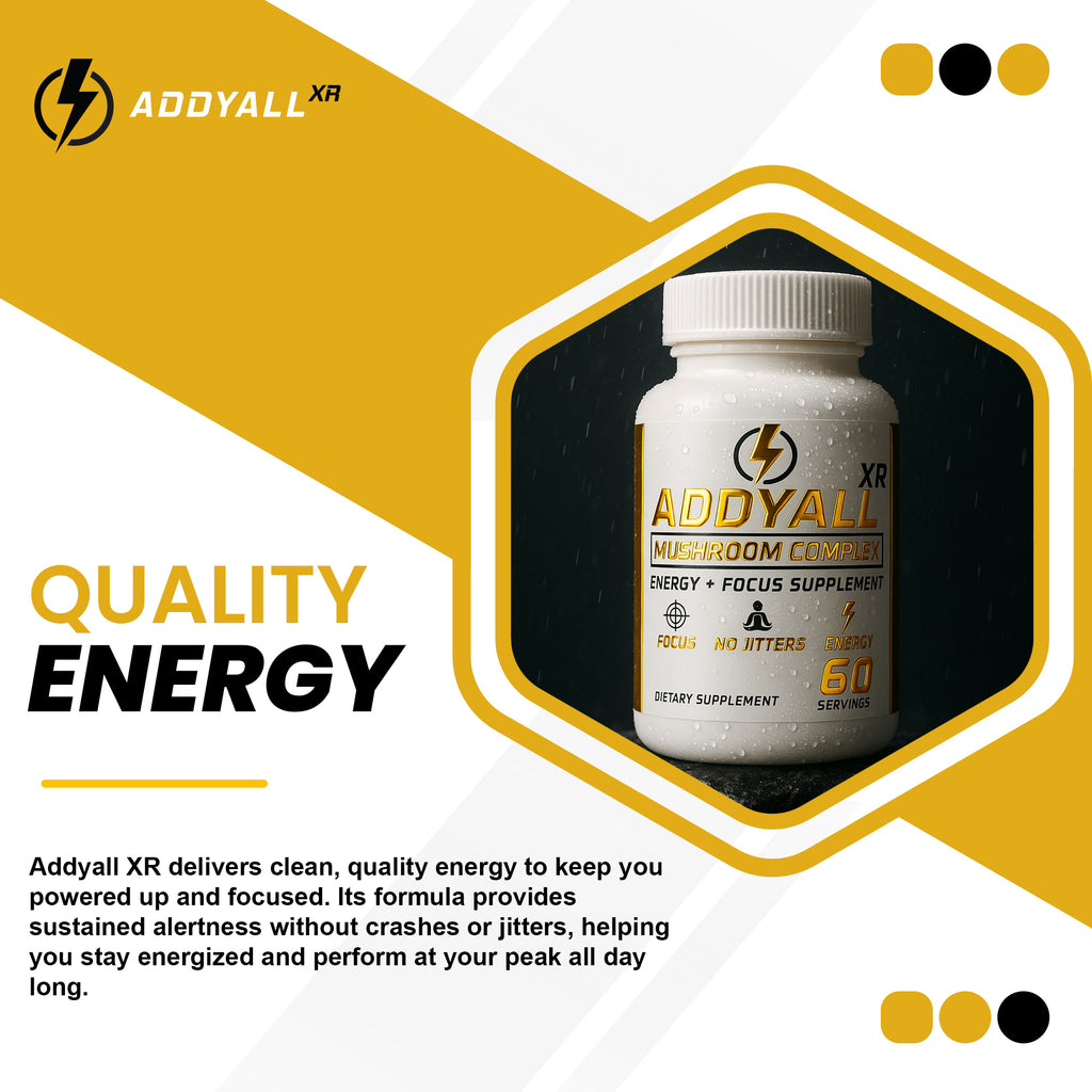 ADDY FOCUS Organic Mushroom Complex Capsule, Adderall Alternative with Vitamins for Energy Management, 60 Servings (60-Day Supply) – Boosted Focus, Brain Booster for Natural ADHD Support
