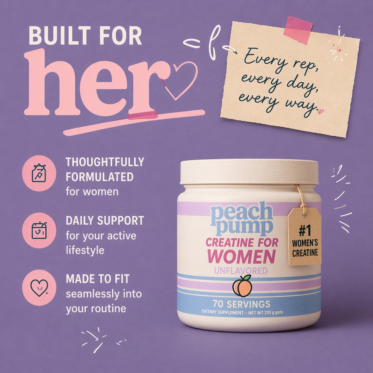 Creatine for Women - Creatine Monohydrate Powder, Creatine for Women, 3g Vegan Micronized Creatine per Serving, for Energy, Muscle Support, 70 Servings, Unflavored Healthcare Dietary Supplement tiktokshopspringglowup