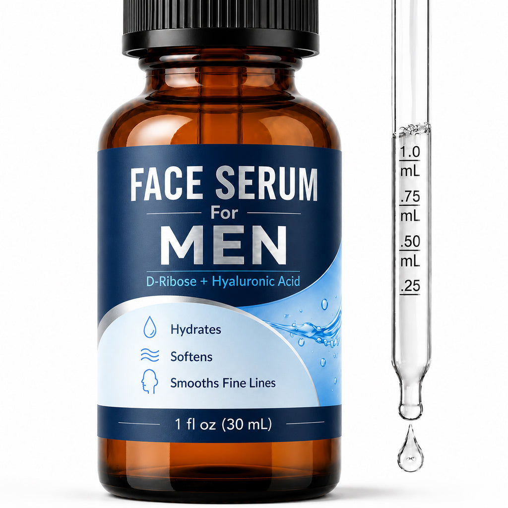 Face Serum for Men with Hyaluronic Acid & Caffeine, Hydrating Anti-Aging Serum