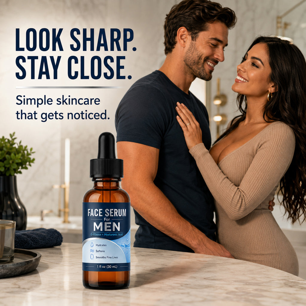 Face Serum for Men with Hyaluronic Acid & Caffeine, Hydrating Anti-Aging Serum