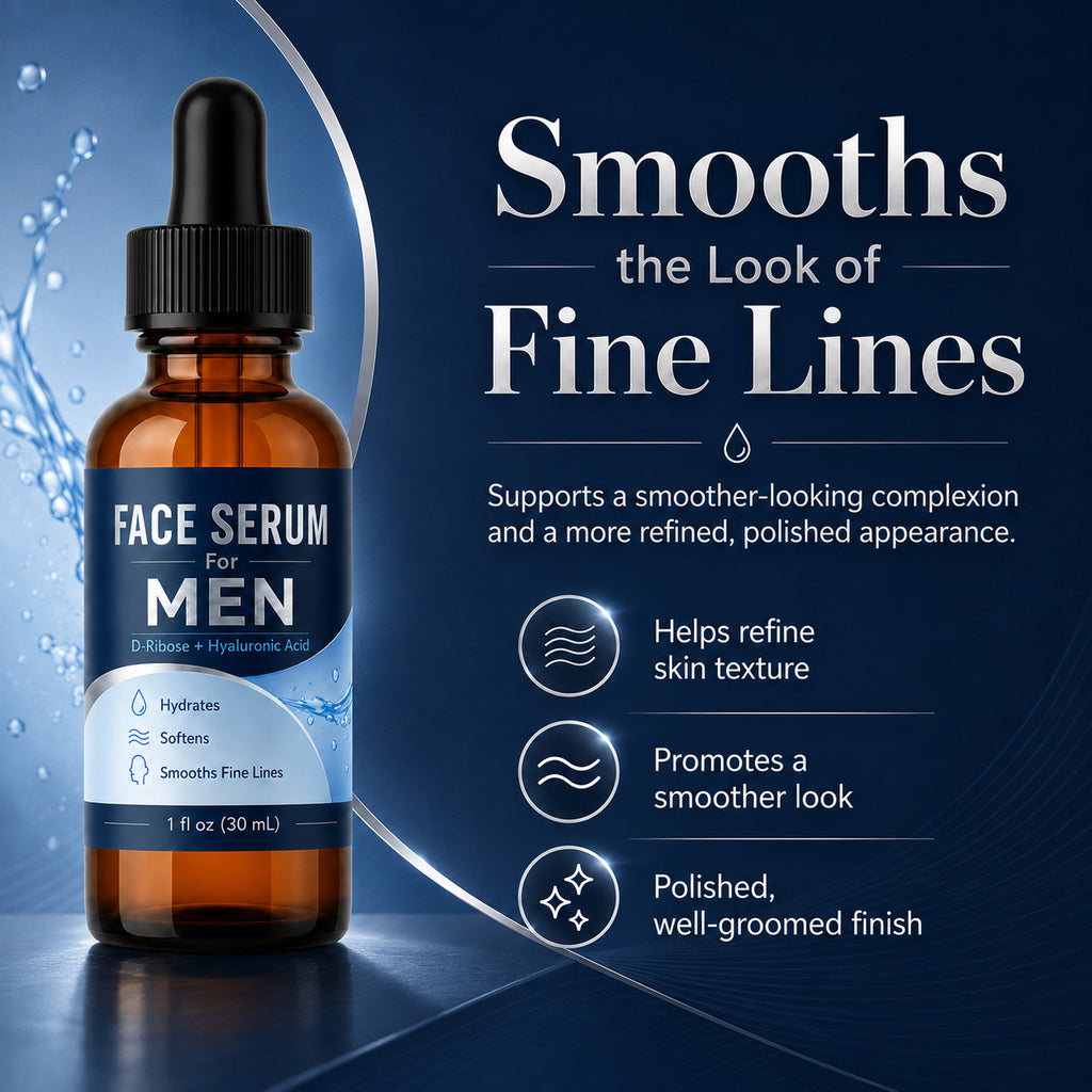 Face Serum for Men with Hyaluronic Acid & Caffeine, Hydrating Anti-Aging Serum