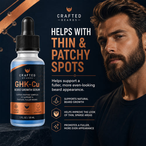 Beard Growth Serum for a Thicker, Fuller-Looking Beard – GHK-Cu Copper Peptides - Shop-Satisfied