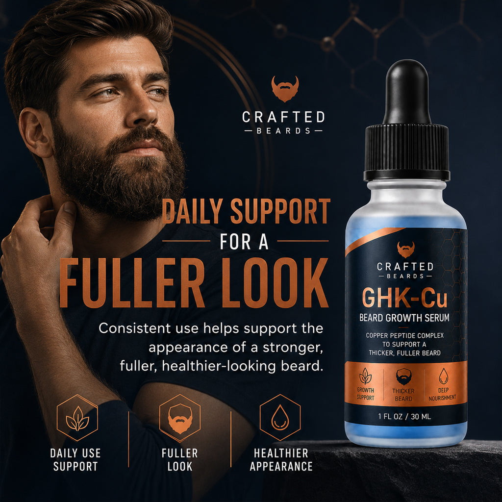 Beard Growth Serum for a Thicker, Fuller-Looking Beard – GHK-Cu Copper Peptides