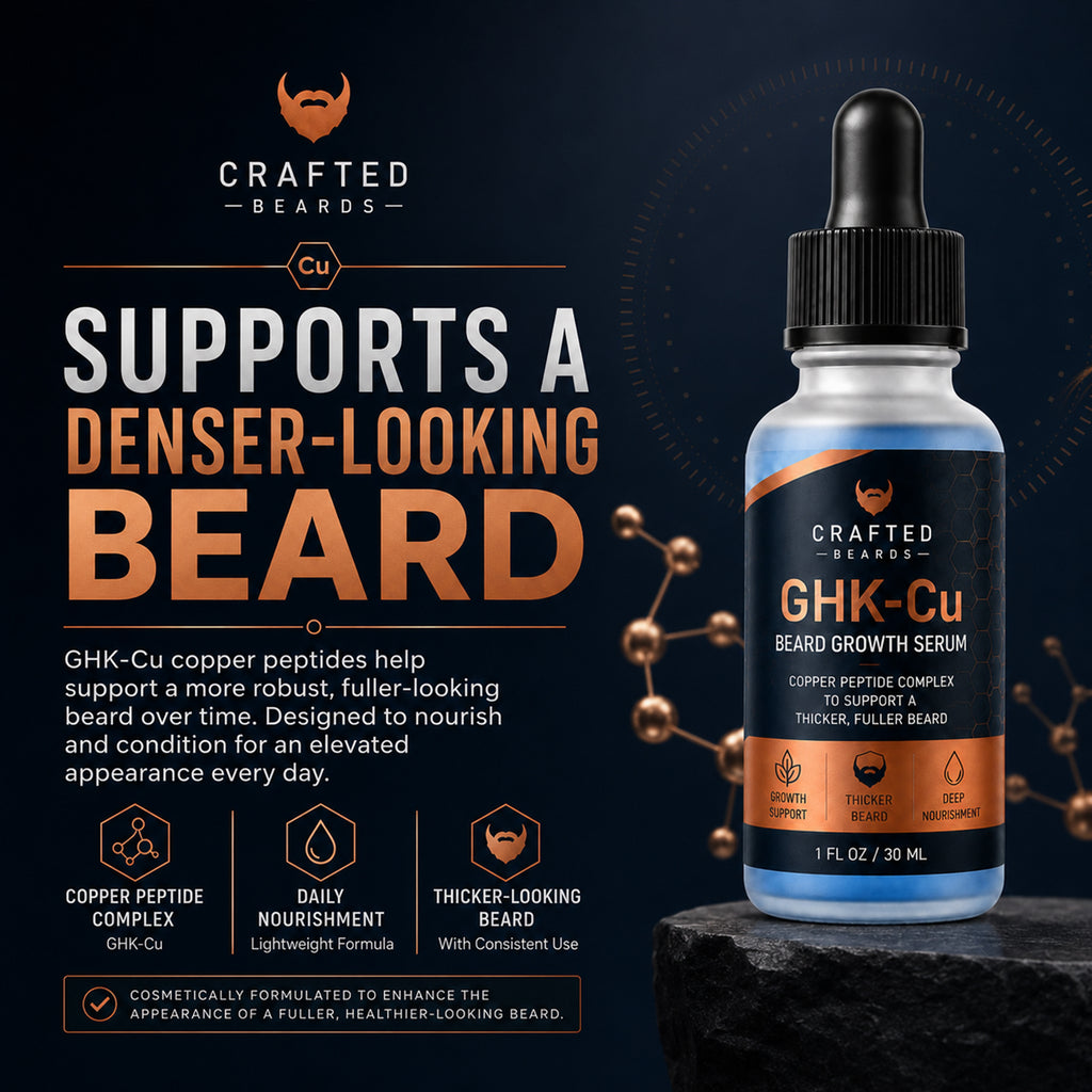Beard Growth Serum for a Thicker, Fuller-Looking Beard – GHK-Cu Copper Peptides
