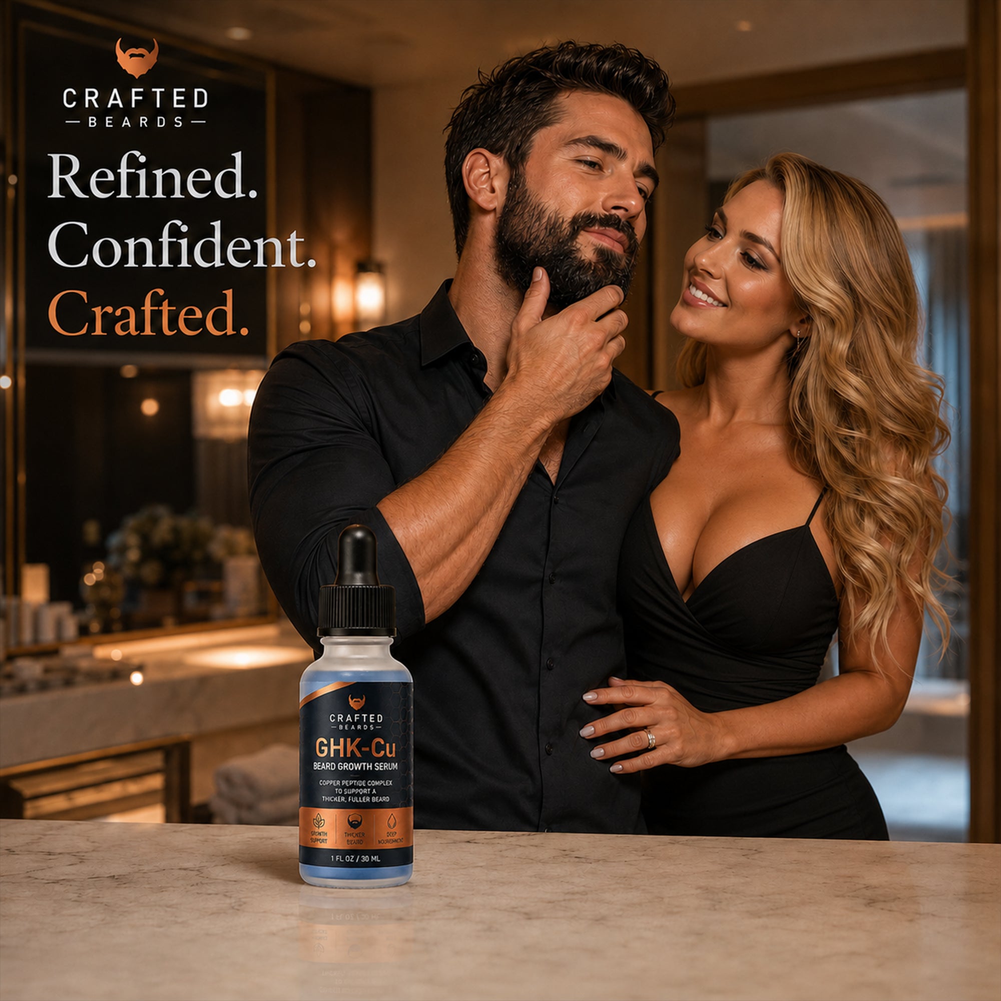 Beard Growth Serum for a Thicker, Fuller-Looking Beard – GHK-Cu Copper Peptides