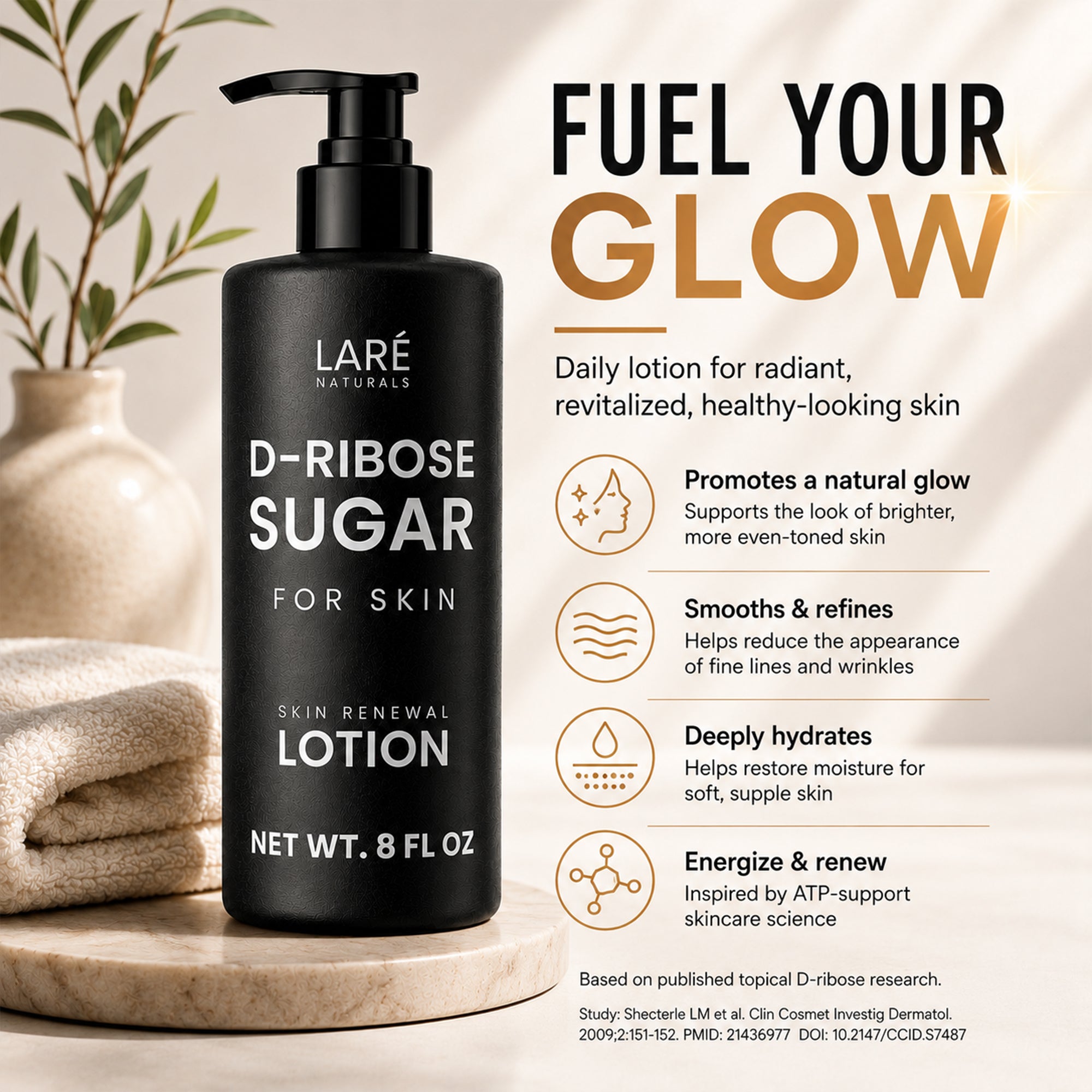 Ribose Sugar for Skin - Ribose Cream - D-Ribose - Working Hands Cream - Lightweight Moisturizer with D-Ribose & Vitamin E - 8 fl oz - Unscented