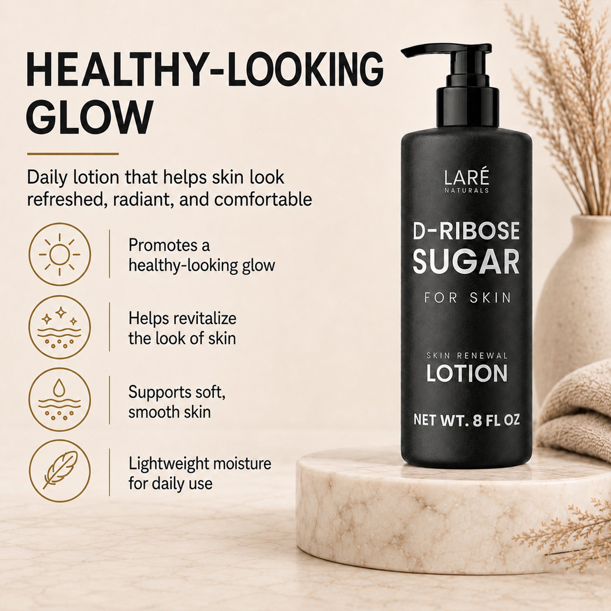 Ribose Sugar for Skin - Ribose Cream - D-Ribose - Working Hands Cream - Lightweight Moisturizer with D-Ribose & Vitamin E - 8 fl oz - Unscented