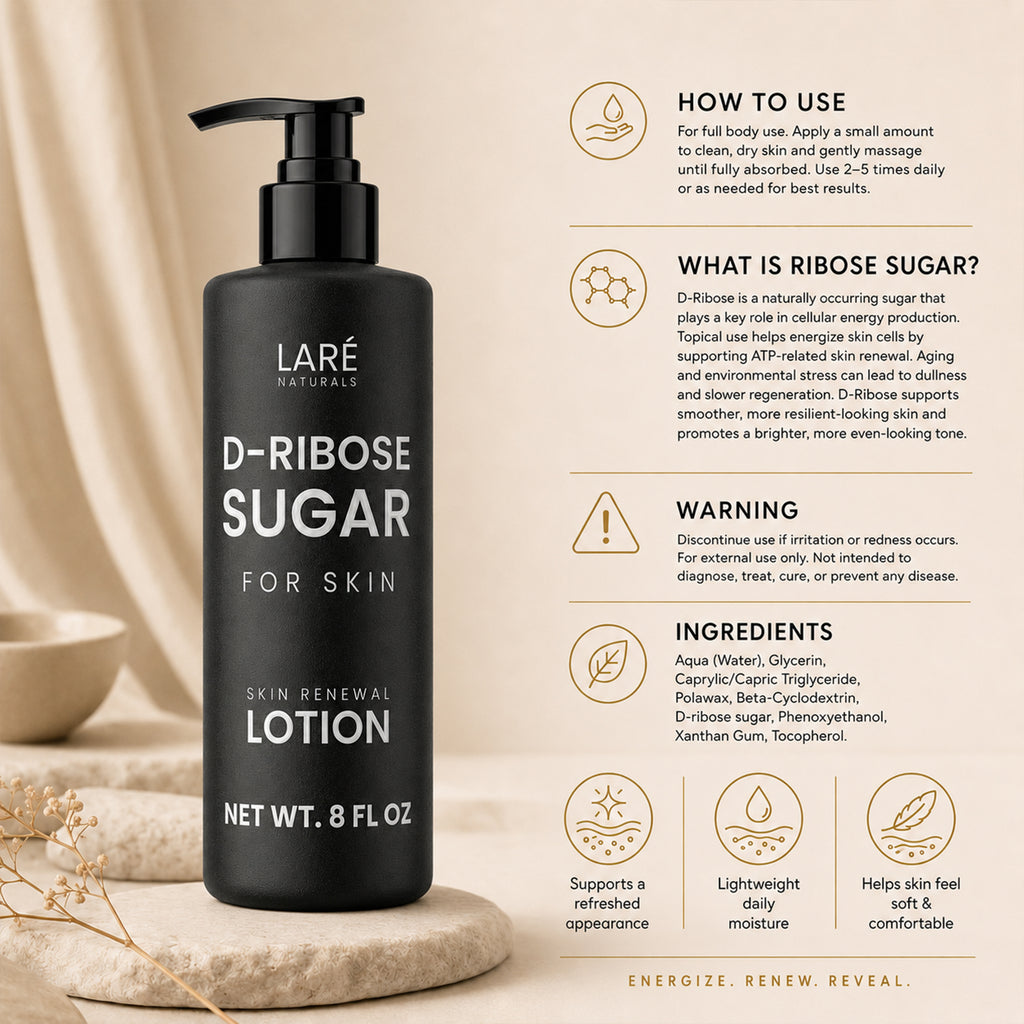 Ribose Sugar for Skin - Ribose Cream - D-Ribose - Working Hands Cream - Lightweight Moisturizer with D-Ribose & Vitamin E - 8 fl oz - Unscented