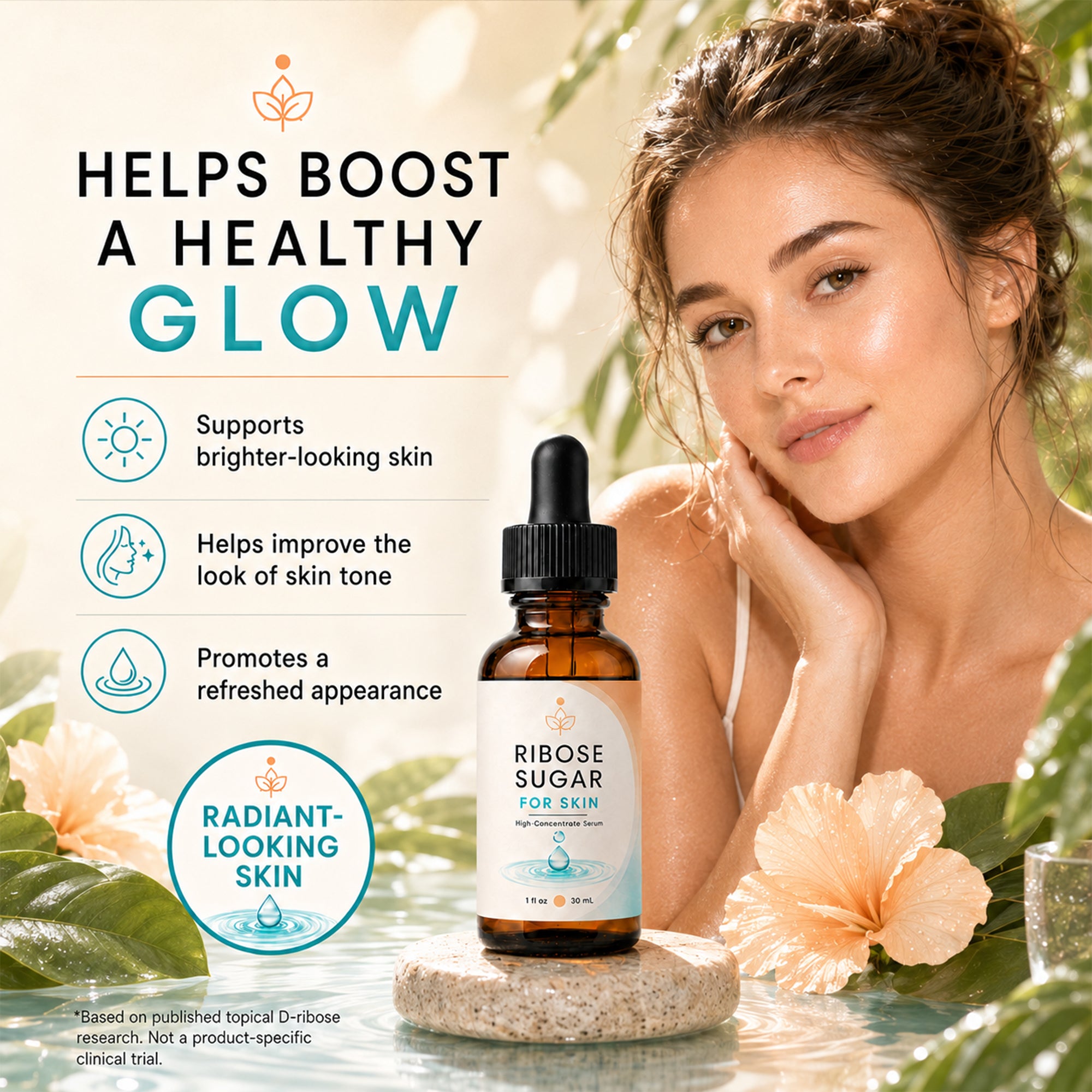 D-Ribose Sugar For Skin Serum - D-Ribose Face Serum - Face Serum - Reduce the look of Wrinkles - Topical Serum - 1 fl oz