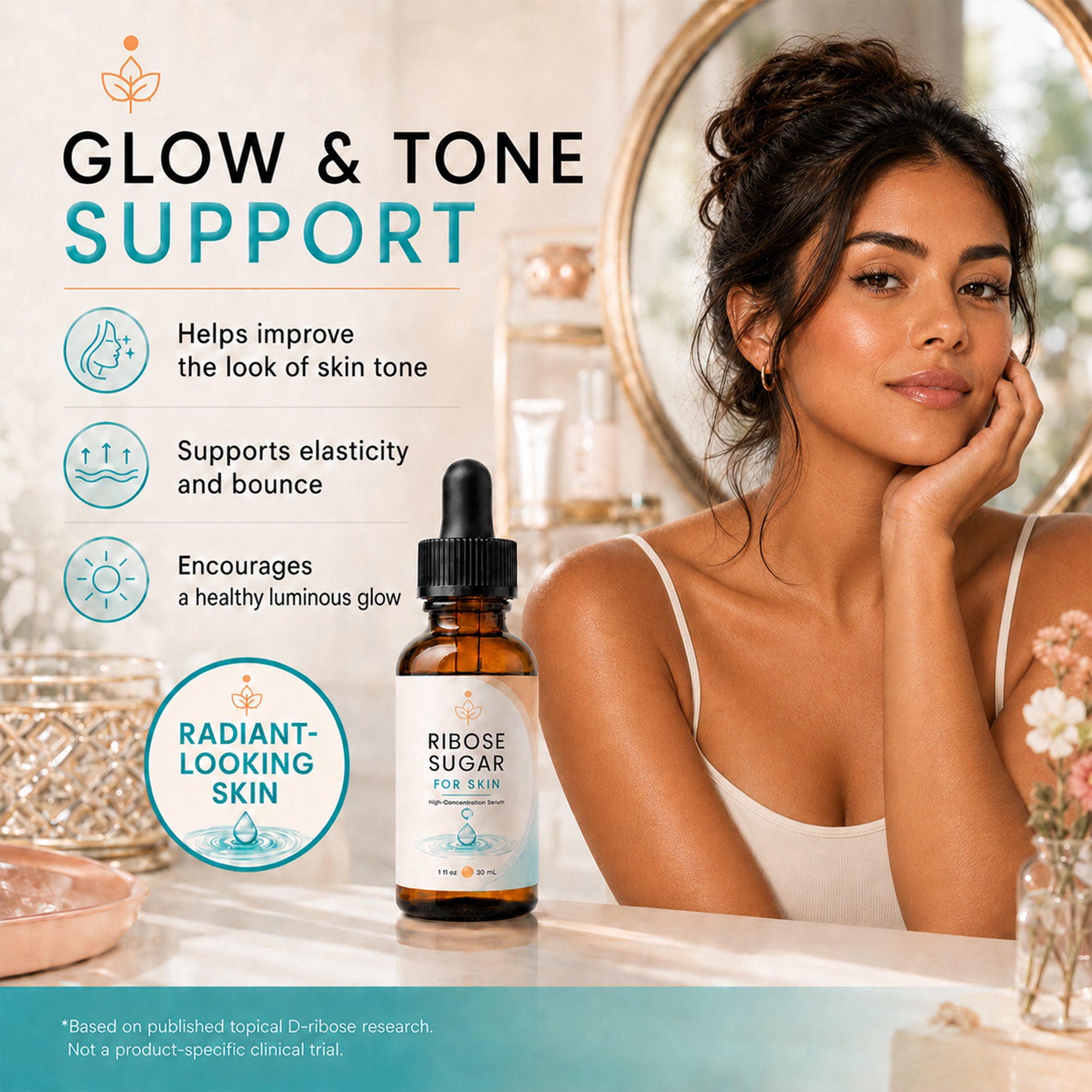 D-Ribose Sugar For Skin Serum - D-Ribose Face Serum - Face Serum - Reduce the look of Wrinkles - Topical Serum - 1 fl oz