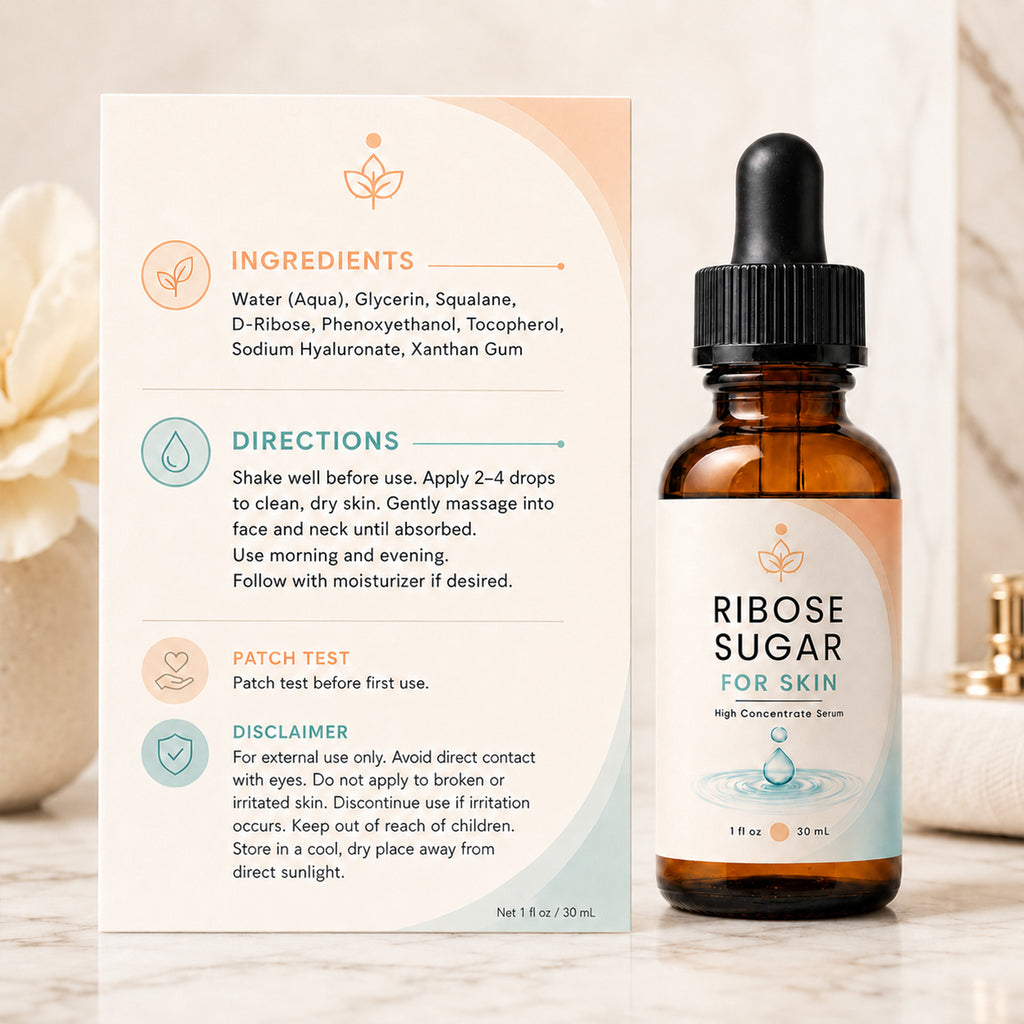 D-Ribose Sugar For Skin Serum - D-Ribose Face Serum - Face Serum - Reduce the look of Wrinkles - Topical Serum - 1 fl oz